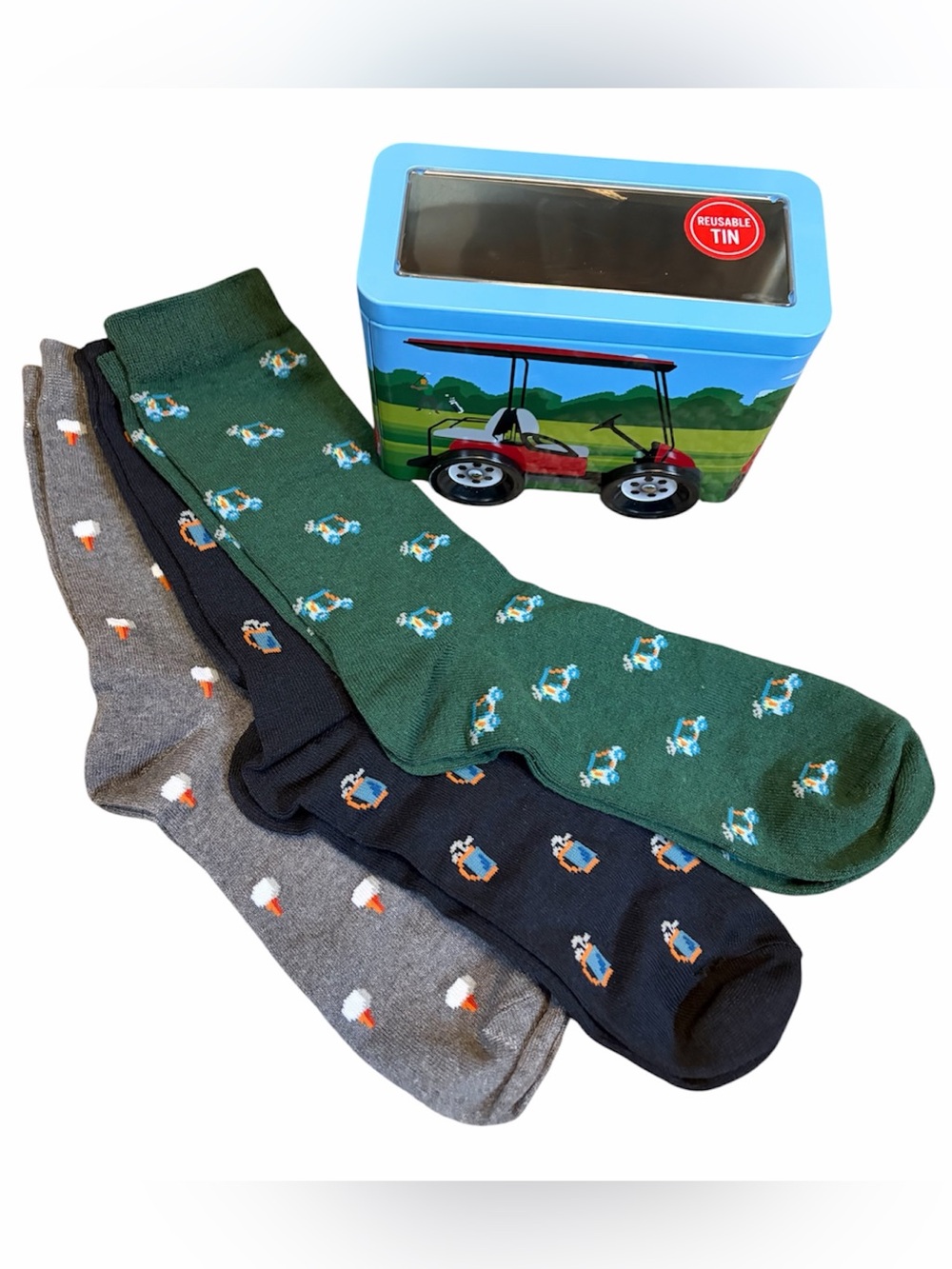 The Orrsum Sock Co. Golf Socks with Golfcart tin NEW